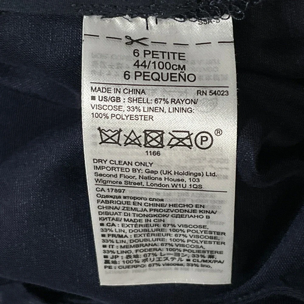 Banana Republic Jumpsuit Women 6 Navy Linen Tie Back Wide Leg Cropped Petite‎